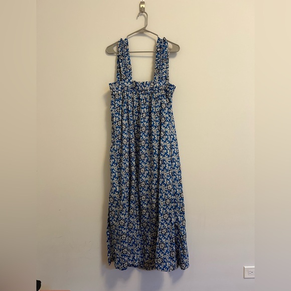 J.Crew Cotton Voile Ruffle-Trim Shift Dress in Cobalt Floral size Medium (M) - Picture 3 of 8
